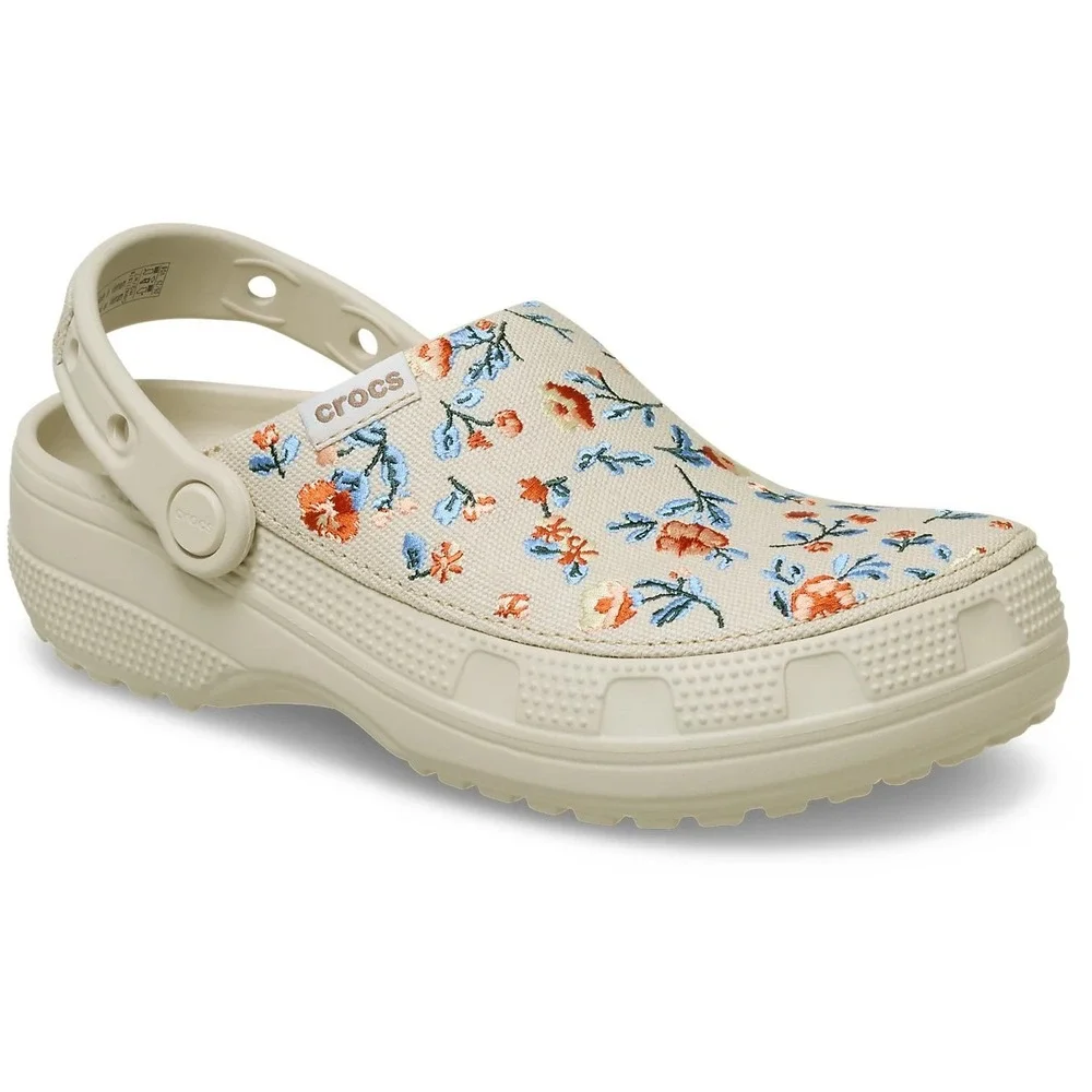 Crocs Classic Crafted Crafted Canvas Floral White Frappe Clog Women's Size 8